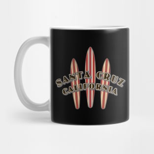 Santa Cruz California with three Surfboards Fan Logo Pack Sticker Dark Mug